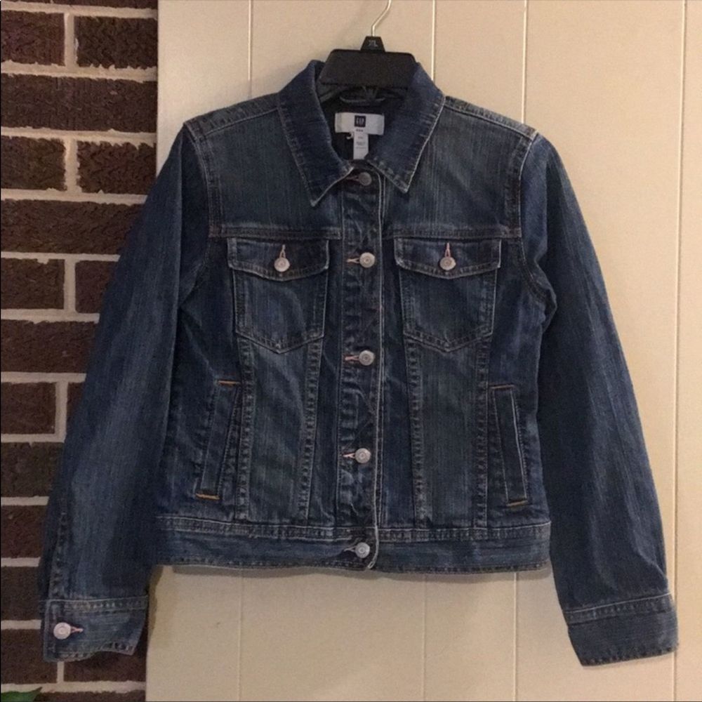 Gap Denim Jean Jacket With Pink Accents